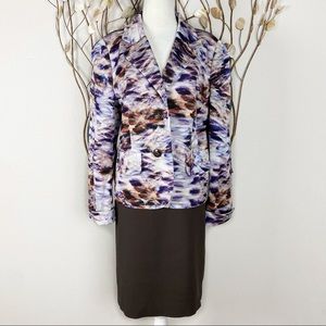 Escada multicolor long sleeve skirt suit